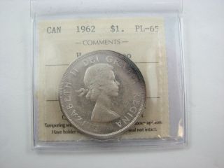 1962 Canada Dollar Heavy Cameo Silver Pl 65 Iccs photo