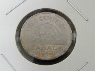 1942 Ef Tombac Canadian Canada Beaver George Vi 12 Sided Nickel Five 5 Cent photo