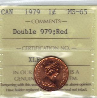 1979 Double 979 Canada 1 Cent Iccs Ms65 Gem Rare Beauty photo