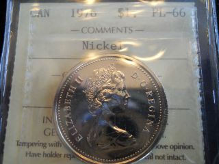1976 Canada One Dollar Coin,  Iccs Pl - 66 Dj - Fwl Gem Coin With Full Lustre photo