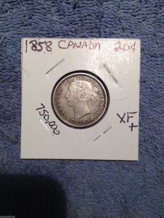 1858 Canada 20 Cent Silver Coin Sharp Coin 750,  000 Minted photo
