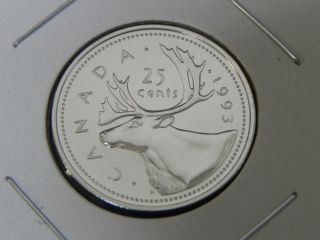 1993 Bu Pl Unc Canadian Canada Caribou Quarter Twenty Five 25 Cent photo