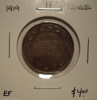 Canada George V 1919 Large Cent - Ef photo