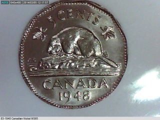 1948 Canadian 5 Cents Ms - 65 photo