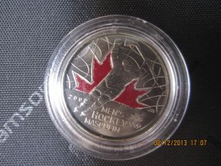 25 Cent Men Hockey Coloured Raised 2 Canada 2009 Coin Bu 