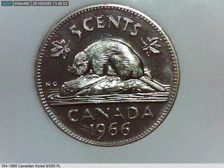 1966 Canadian 5 Cents Ms - 69 - Pl photo