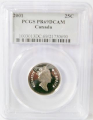 2001 Canada Silver 25 Cents Certified Pcgs Proof 69 Dcam photo