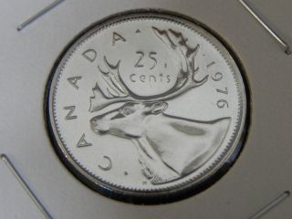 1976 Specimen Unc Canadian Canada Caribou Quarter Twenty Five 25 Cents photo