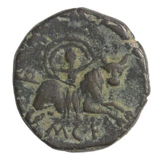 Hispania Castulo Spain Ae27 1st Century Bc Ancient Greek Bronze Coin Burgos 747 photo