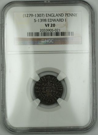 1279 - 1307 England Long Cross Penny Silver Coin S - 1398 Edward I Ngc Vf - 20 Akr photo
