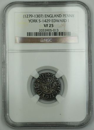 1279 - 1307 England Long Cross Penny Coin York S - 1429 Edward I Ngc Vf - 25 Akr photo