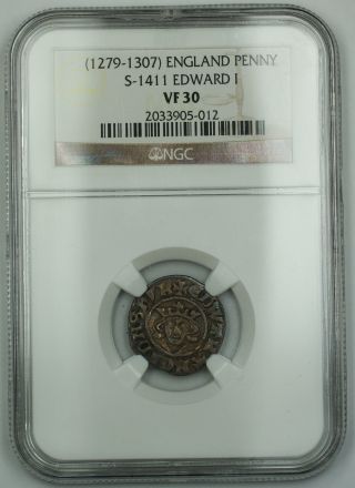 1279 - 1307 England Long Cross Penny Silver Coin S - 1411 Edward I Ngc Vf - 30 Akr photo