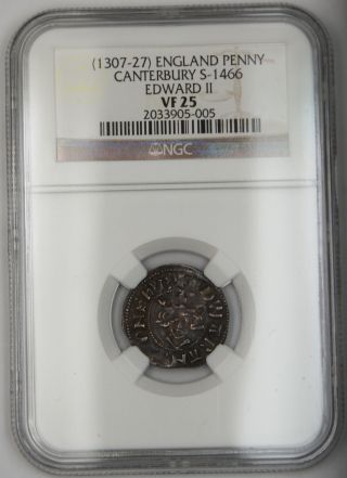 1307 - 27 England Penny Coin Canterbury S - 1466 Edward Ii Ngc Vf - 25 Better Coin Akr photo
