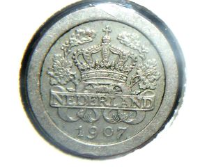 Netherlands 5 Cents,  1907 - Old Coin - photo