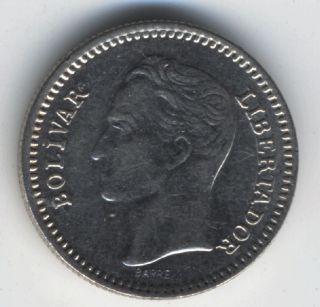Venezuela 25 Centimos 1965 Simon Bolivar Solid Nickel Coin photo