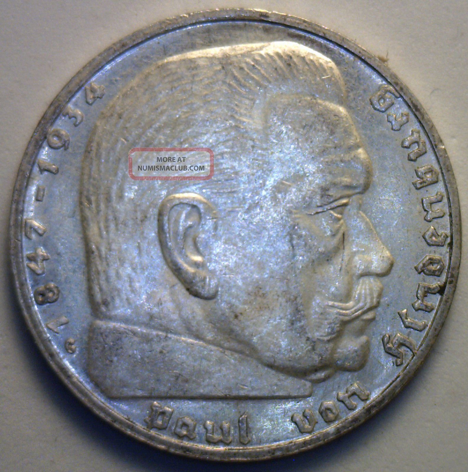 1937 G German Silver 2 Mark Coin Extra Fine Germany photo