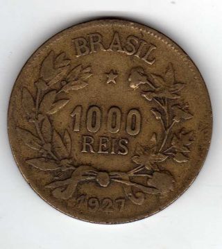 Brazil 1000 Reis 1927,  Aluminum Bronze photo