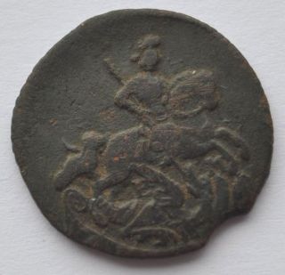 1767 Em Russia Denga Jekaterina Ii Era Copper Coin Vf photo