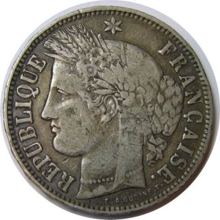 Elf France 5 Francs 1870 K Silver Govt National Defen photo