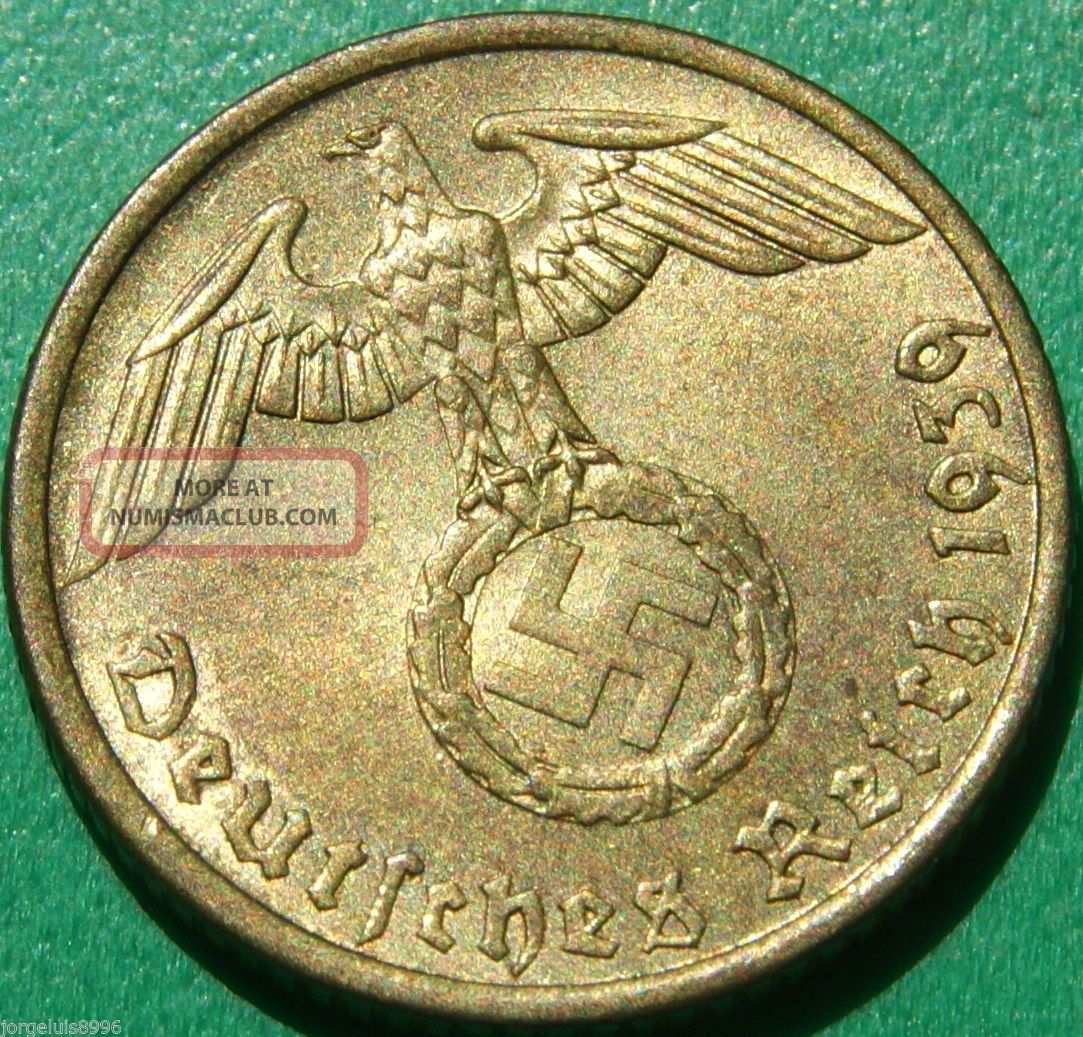 German Nazi Brass Coin 1939 A 5 Rp