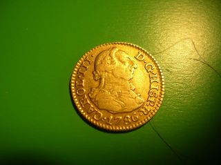 Spain 1/2 Escudo Gold Doubloon 1786 Carolus Iii.  M - Dv.  Vf. photo