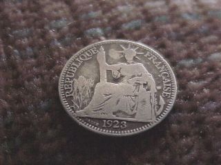 Silver French Indo - China 1923 10 Cent photo