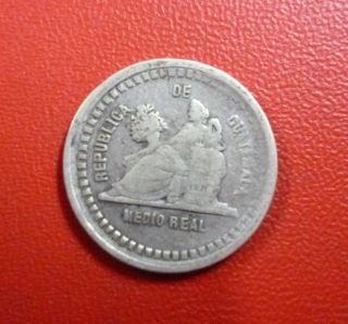 Guatemala Silver Coin ½ Real Km155.  2 Vf 1890 photo
