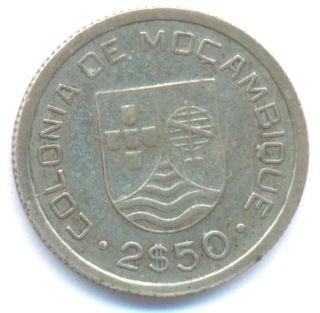 Mozambique 2.  50 Escudos 1935 Axf Km61 Silver Coin photo
