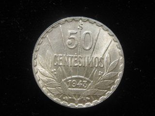 Uruguay - 50 Centesimos 1943 - Silver Coin (world Coin) photo