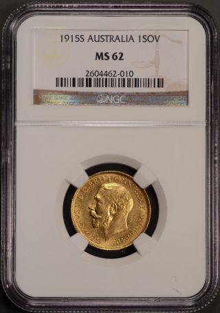 1915 S Australia Sovereign Gold Coin Sydney Mark Ngc Certified Ms62 photo