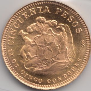 Chile 50 Pesos Km 169 - 1926 - 1974 1961 Gold - Ms 66 By Ngc photo