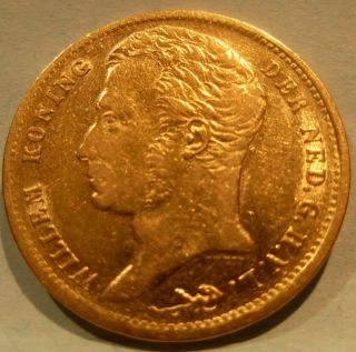 Netherlands 1832 Gold 10 Gulden Circulated photo