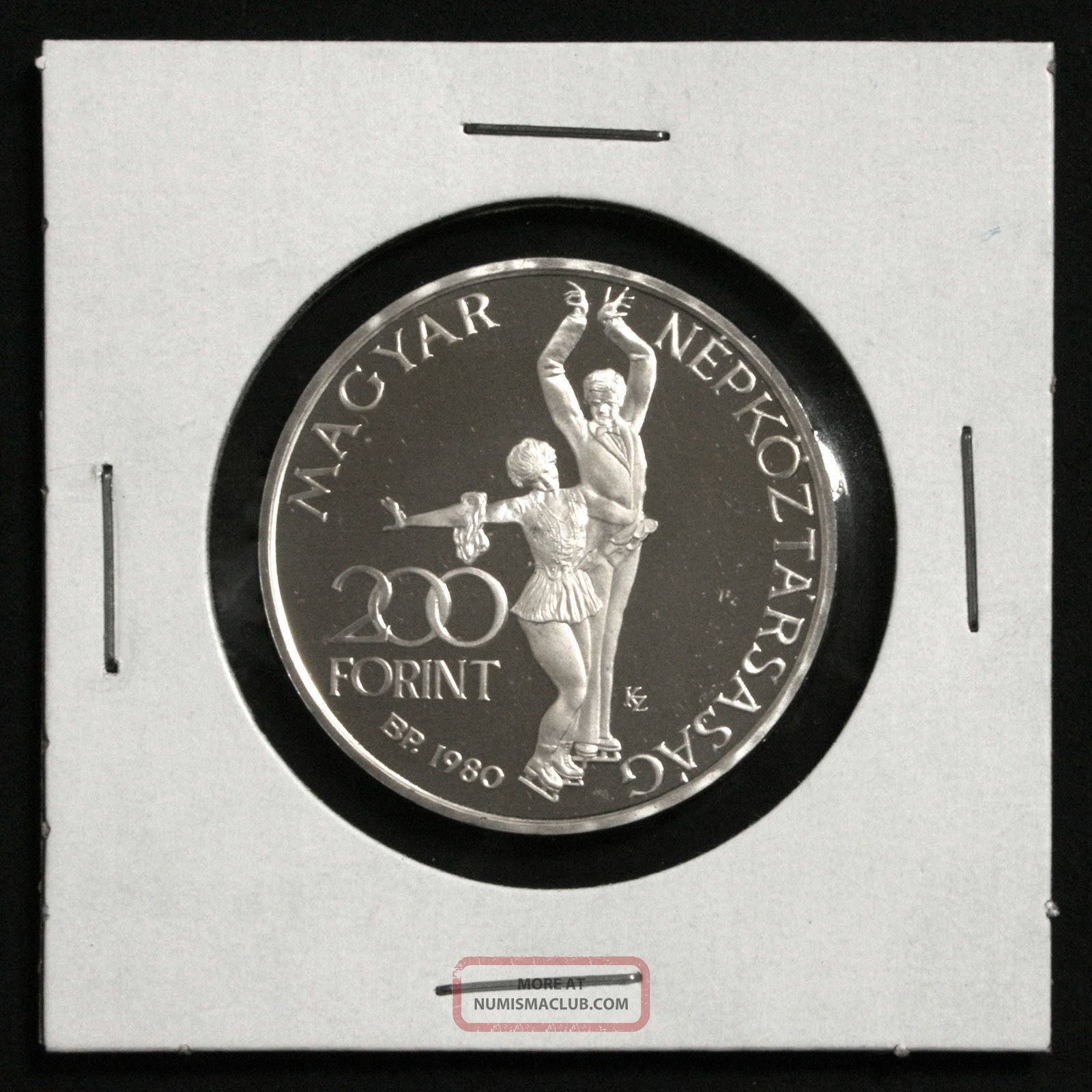 1980 Winter Olympic Figure Skating Silver Cameo Proof Coin Hungary 200 ...