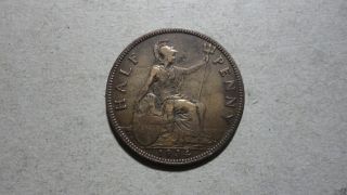 1934 George V British Bronze Half Penny Xf,  L@@k photo