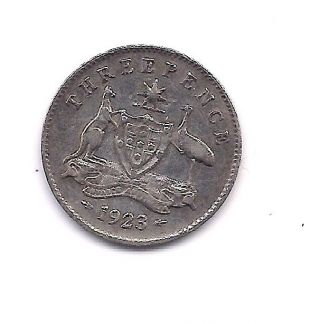 1923 Australia Silver Three Pence - Key Date - Strong Details photo