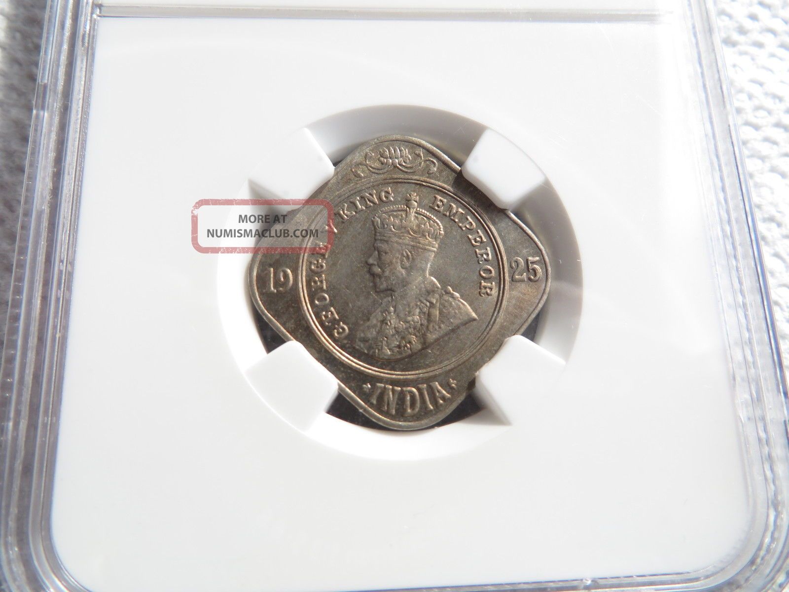 Britsh India Ngc Graded Unc Ms 63 1925 B 2 Anna Coin India photo