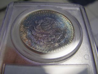1985 Pcgs Ms 66 Two Sided Rainbow Toned Libertad,  Greens,  Blues And Purples photo