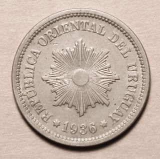Uruguay 2 Centesimos 1936 Uncirculated Coin Key Date photo