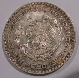 1967 Mexico 1 Peso Silver Coin - 306 photo