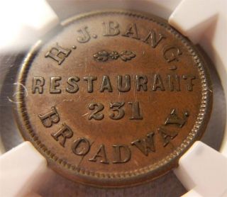 1861 - 65 Uncirculated Civil War Token - H.  J.  Bang Restaurant Ngc Ms61 photo