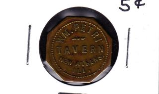 Unlisted Athens,  Illinois 5 Cents Tavern Token photo