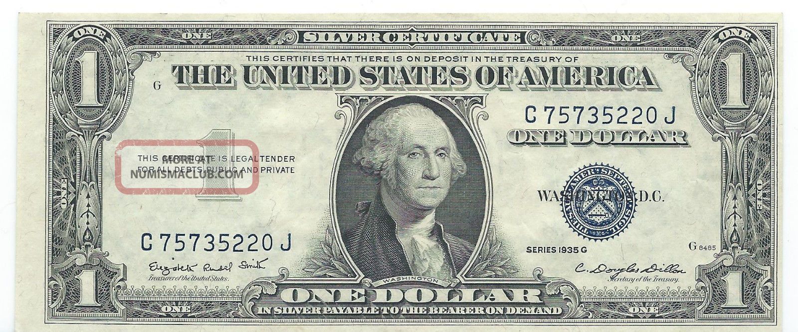 1935g $1 One Dollar Silver Certificate Blue Seal With Out Motto