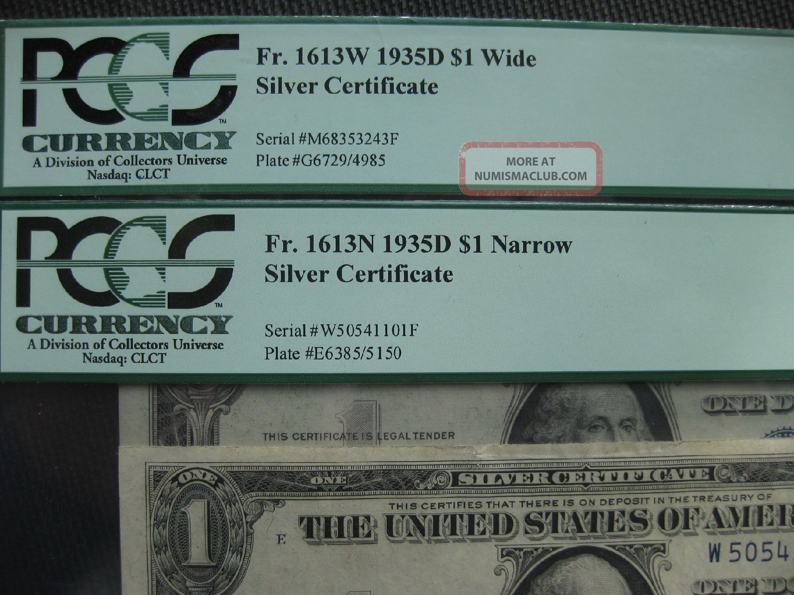 Narrow Wide Pair 1935d $1 Silver Certificate