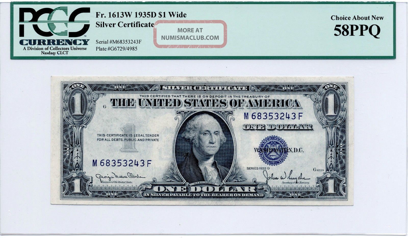 Narrow Wide Pair 1935d $1 Silver Certificate