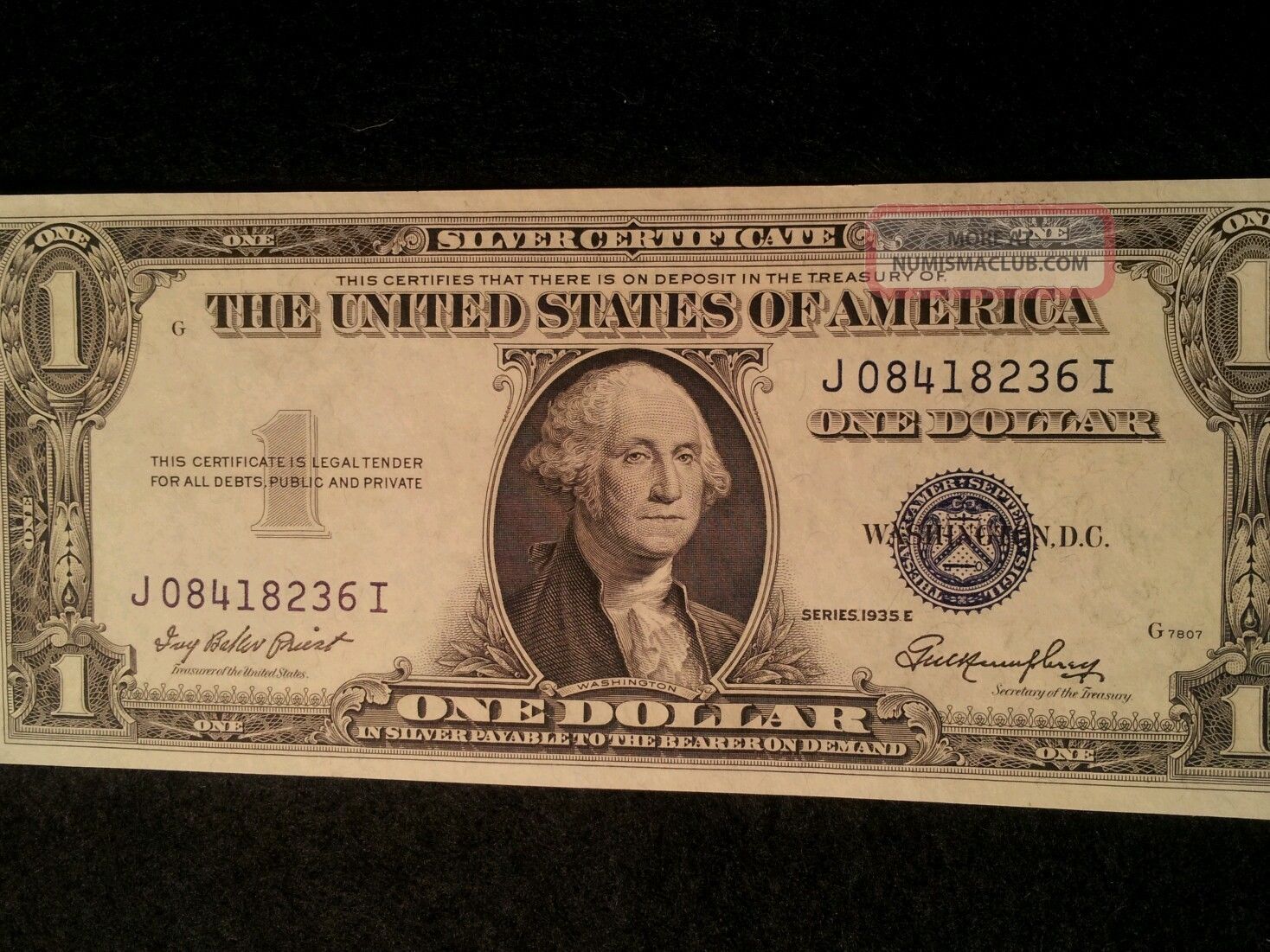 1 One Dollar Us Silver Certificate 1935e Priest Anderson Fr 1614