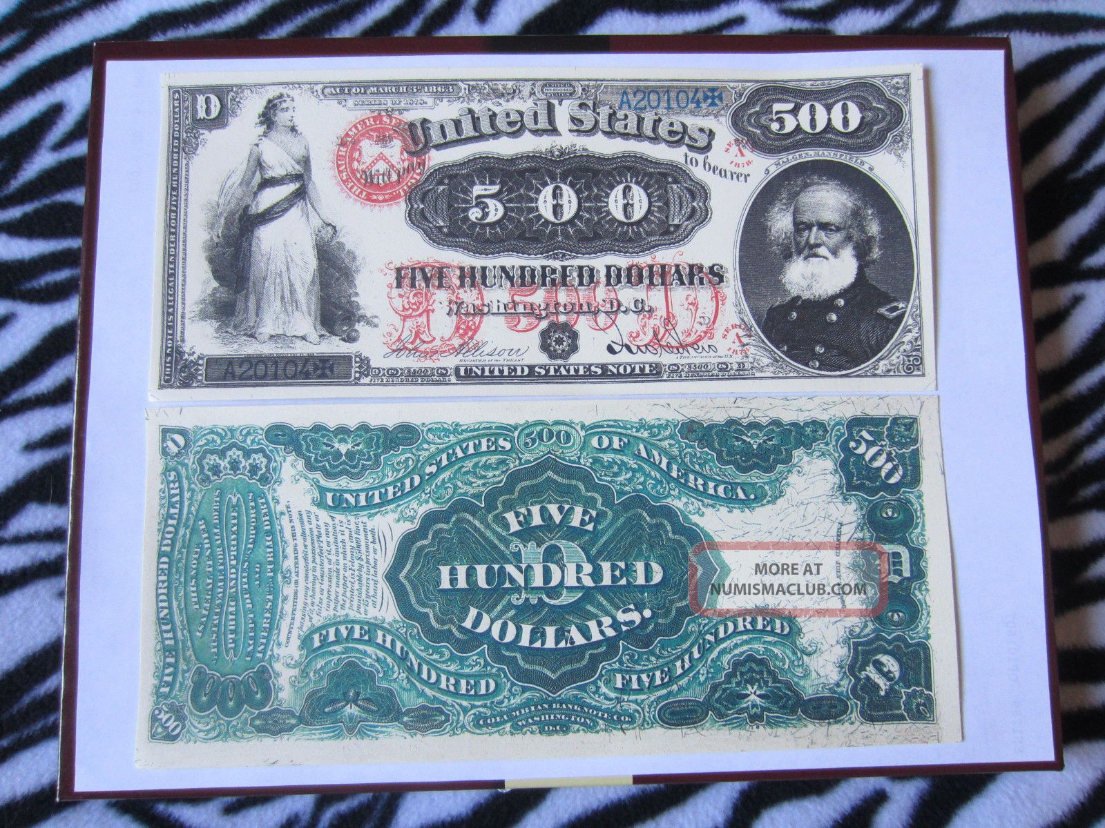 1878 Usa $500 Five Hundred Dollars Note Copy Replica