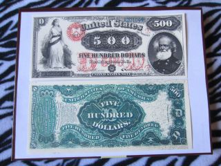 1878 Usa $500 Five Hundred Dollars Note Copy Replica photo