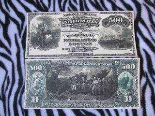 Series 1864 $500 Five Hundred Dollars Boston Note Copy Replica Reproduction photo
