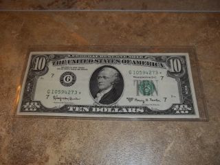 1963 A $10 Star Note Chicago Grenshaw Fowler Ten Dollars photo