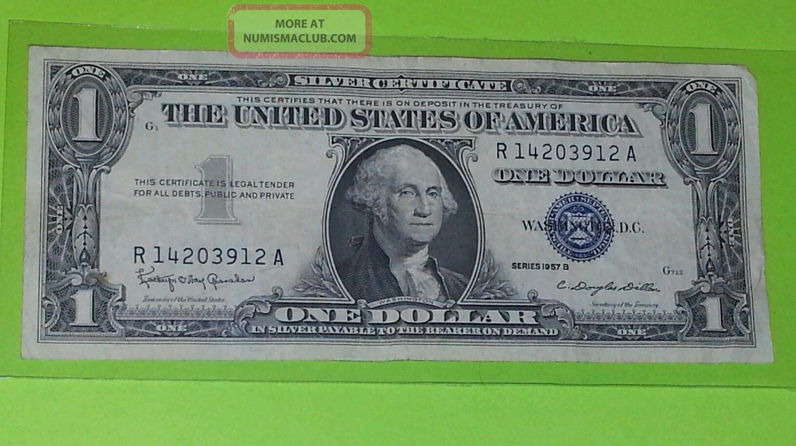 One Dollar Silver Certificate 1957b Blue Seal Circulated R14203912a